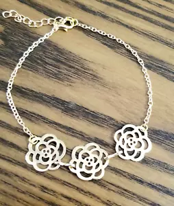 Gold Flower Ankle Bracelet Gold Anklets Womens Flower Anklet Gold Chain Anklet - Picture 1 of 4