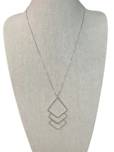Silpada 925 Sterling Silver Triple Diamond Back Necklace Modernist Geometric - Picture 1 of 8