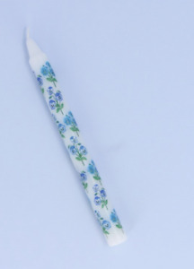 Blue Floral Viola Dinner Candle, Flower Imprint Candle, Pansy Easter Spring