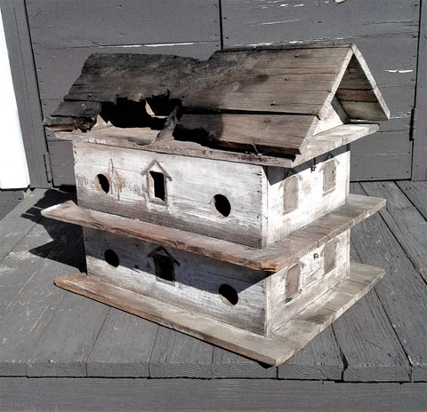 Antique Folk Art Primitive Weathered Wooden Martin Bird House 1900s Cover