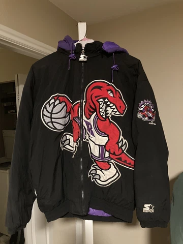 Toronto Raptors Throwback Starter Jacket Large Coat Vintage Nba Big Shot Cover