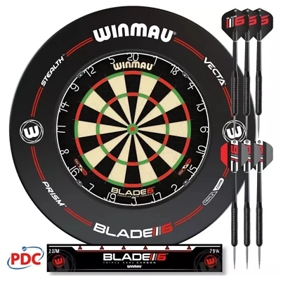 Winmau Blade 6 Professional Dartboard Game Surround Set with Darts and Oche - Image 1 of 4