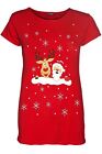 Kids Children Girls Xmas Reindeer Gift Present Candy Stick Cap Sleeve TShirt Top