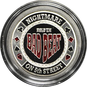 Casino Poker Card Guard Cover Protector BAD BEAT silver color - Picture 1 of 1