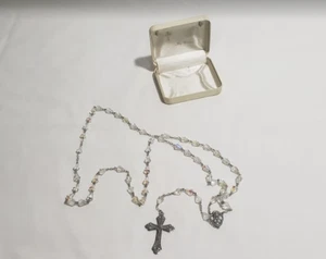 Bellissime perle rosario cristallo vintage con custodia originale prismi cristallo - Foto 1 di 6