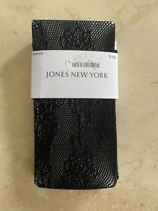 Jones New York Fishnet Lace Tights Pantyhose S/M Black Floral Pattern NWT - Picture 1 of 4