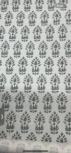 BALLARD DESIGNS ANNIE SAGE GREEN GEO FLORAL MULTIPURPOSE FABRIC NEW FULL 1 YARD - Picture 1 of 4