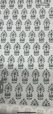 BALLARD DESIGNS ANNIE SAGE GREEN GEO FLORAL MULTIPURPOSE FABRIC NEW FULL 1 YARD - Image 1 of 4