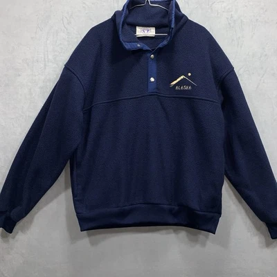 Artic Image Sweater Men's Large Blue Navy Fleece Pullover Snap Button Alaska - Image 1 of 4