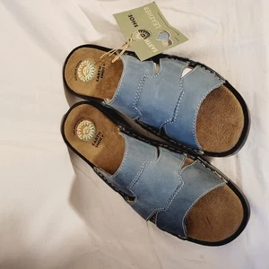 Damenschuhe Sandalen Leder blau von Earthshoe Größe 9, neu im Karton - Bild 1 von 7