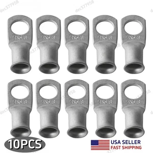 10pcs Tinned Copper Lugs 4AWG Wire Connector 3/8" Stud Eyelets Battery Terminals - Picture 1 of 12