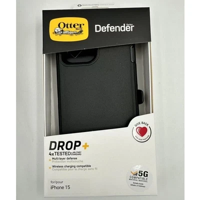 OtterBox Defender Case with Holster Case for iPhone 15, Black Case - Image 1 of 3