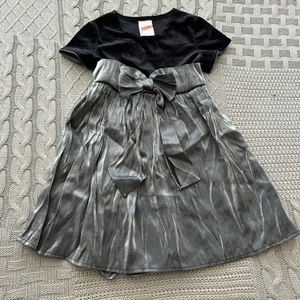 Vintage Evy Black Velvet And Metallic Silver Dress ~ 6 - Picture 1 of 10