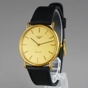 LONGINES Men's Watch Gold 33mm Vintage New Battery New Leather Band - Picture 1 of 23