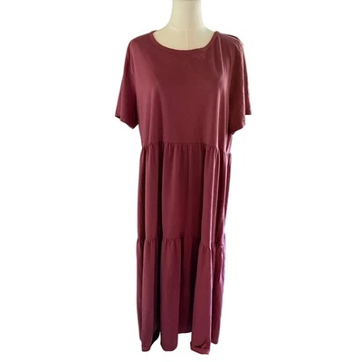 Coldwater Creek Pima хлопок Джерси трикотажа макси платье кирпич красный XL Lagenlook богемное  - Изображение 1 из 4