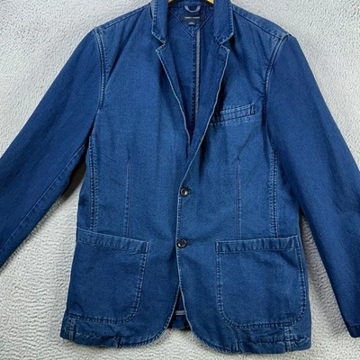 Tommy Hilfiger Chaqueta Blazer Jeans Hombre Grande Azul Denim Manga Larga 2 Botones Foto 1 de 4