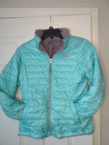 The NORTH FACE Reversible Plush Zip Jacket Girls 14/16 Light Teal/Gray  - Picture 1 of 9