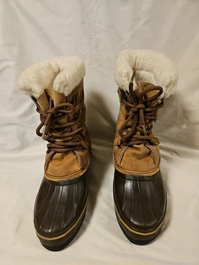 Sorel Alpine Damen Leder Winter Schnee Stiefel Größe 8 braun mit Innenfutter - Bild 1 von 12