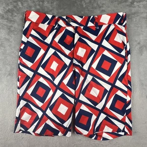Short Loudmouth homme taille 34 géométrique golf rouge blanc bleu performance stretch - Photo 1/7