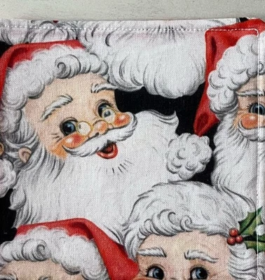 4 posavasos de Santa hechos a mano.   "Cuadrado reversible de Navidad de 4 1/2""" Foto 1 de 4