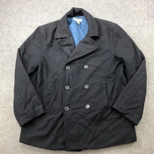 J Crew Peacoat Mens XL Black Wool Blend Thinsulate Lined Winter Jacket Coat - Picture 1 of 10