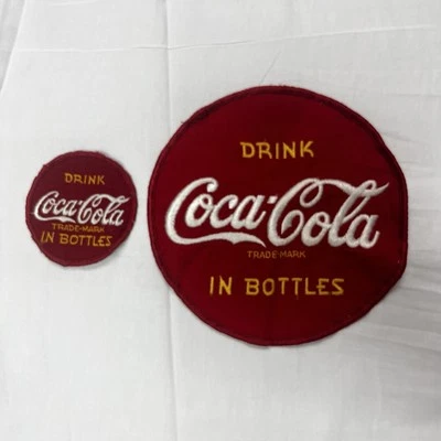 1950’s Drink Coca Cola Drink In Bottles Round Patches Set Of 2 - 6.5” 2.5” - Image 1 of 4