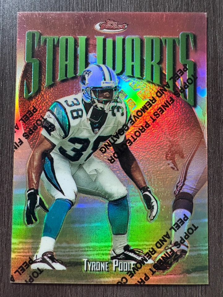 1996 Topps Finest Tyrone Poole #128 Carolina Panthers Refractor - Image 1 of 2