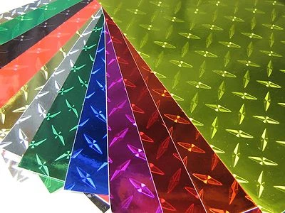 PAPER STREET PLASTICS Diamond Plate Sign Vinyl, Choose Color + Size, Classic Sticky Metallized Plastic