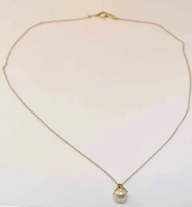 HALSKETTE DAMEN 14K GELBGOLD ZUCHTPERLEN ANHÄNGER - Bild 1 von 3
