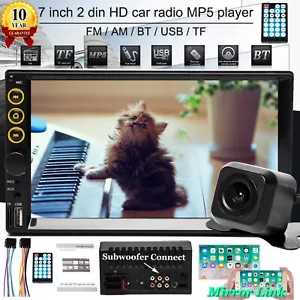 Double 2 Din 7"Car Stereo MP5 MP3 Mirror-Link-GPS In Dash Bluetooth Radio Camera - Picture 1 of 12