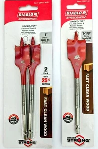Diablo Speedemon Speed Tip Spade Bits Set Of 3 Pcs (2 packs) 1”, 1-1/8" - Picture 1 of 2