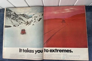 1960s VW Bug Vintage Print ad German Automobile Volkswagen Takes You to Extremes - Picture 1 of 1