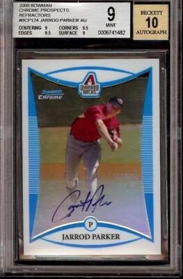 Bowman Chrome Prospects Refractors 2008 #DCP124 Jarrod Parker automático 10 BGS 9 RC! Foto 1 de 2