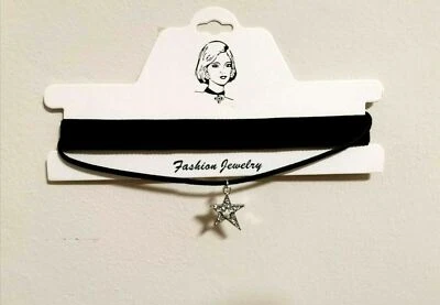 Collana Donna Girocollo in Velluto Nero Stella Strass Sexy Choker Gotica vintage - Immagine 1 di 2