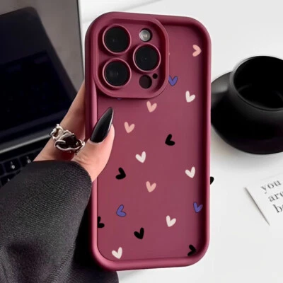 Phone Case For iPhone 16 15 14 13 17 Pro Max 12 11 Air Silicone Heart Love Cover - Image 1 of 4