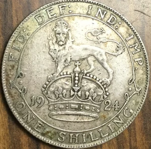 1924 UK GB GREAT BRITAIN SILVER SHILLING COIN - Picture 1 of 2