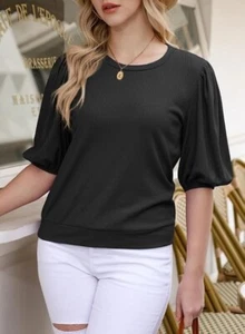 Prendas para el torso de verano para mujer 2025 de moda cuello redondo manga corta camisetas blusas informales - Imagen 1 de 5