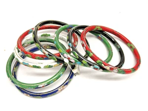 Menge 8 chinesische emaillierte mehrfarbige Cloisonne Armreif Armbänder - Bild 1 von 5