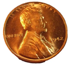 1942 P LINCOLN CENT PENNY RED GREAT GEM BU free shipping $ Tracking 1 coin - Picture 1 of 2