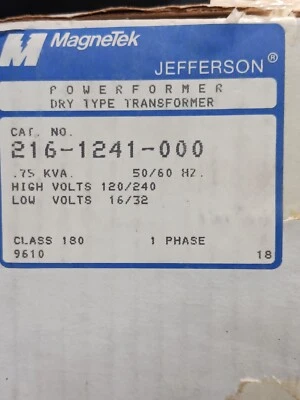 JEFFERSON 216-1241-000 0.75 BUCK BOOST TRANFORMER - Image 1 of 3