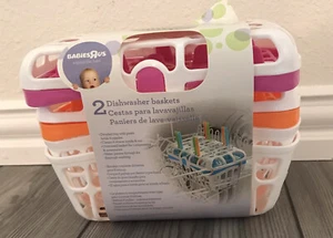 Rare Babies R Us 2 Pack Dishwasher Baskets For Nipples Straws New Pink Orange - Picture 1 of 5
