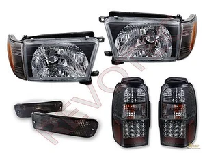 Black Headlights Corner Bumper & LED Tail Lights Set For 96-98 Toyota 4Runner - Picture 1 of 7
