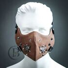 Men Leather Steampunk Masquerade Mask Cosplay Costume Halloween Party Mask Brown