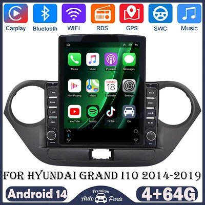 9.7" Android 14 Car Radio Stereo GPS WiFi 4+64GB For Hyundai Grand I10 2014-2019 Foto 1 de 4