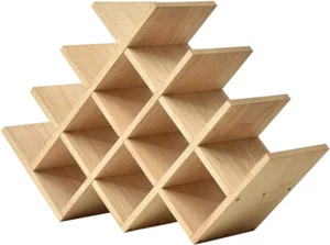 Wooden 13-Bottle Wine Rack - Nature Wood 4-Tier Wine Display Rack/Free Standing - Picture 1 of 12