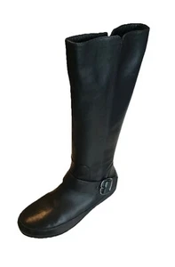 Women’s Shoes FITFLOP Black leather knee high boots Size 39 US Size 8 - Picture 1 of 7