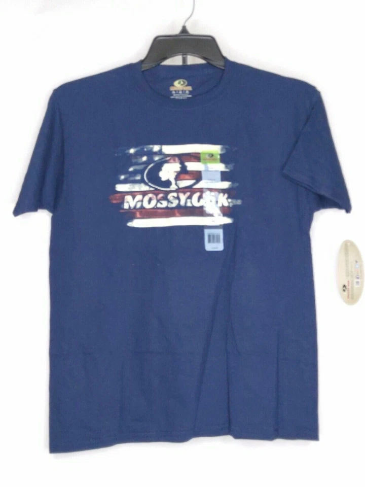 NWT Mossy Oak Youth Boys Size XL Navy Blue 100% Cotton Graphic Logo T-Shirt  - Image 1 of 4