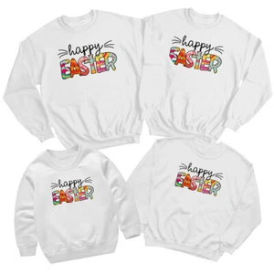 Family Bunny Ears Happy Easter Sweatshirt Jumper Cute Festival Holiday Party #ED - Picture 1 of 27