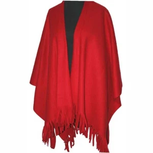 Poncho polar rojo BORIS INDUSTRIES talla 38 40 42 44 46 48 50 52 54 flecos - Imagen 1 de 1