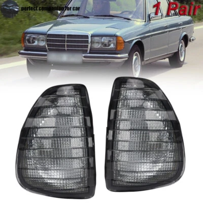 Pair Front Corner Light Turn Signal Lamp Smoke For Mercedes Benz W123 1976-1984 - Image 1 of 4